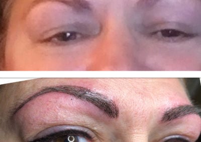 Microblading - A close up of a person wearing glasses and smiling at the camera - Microblading