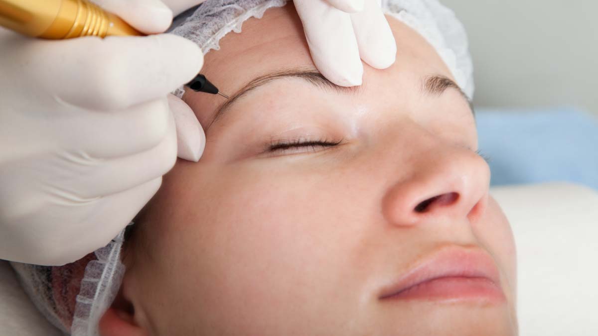 Permanent makeup being applied